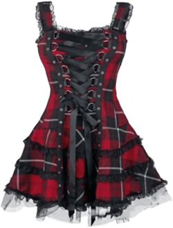 Steampunk Lace Up Plaid Skirt Medieval Renaissance Corset Mini Dress for Women Sleeveless Cami Gothic Lace Trim Costumes Red Medium
