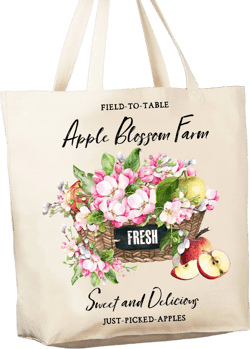Apple Blossom Farm Kitchen 12 oz Canvas Tote Bag