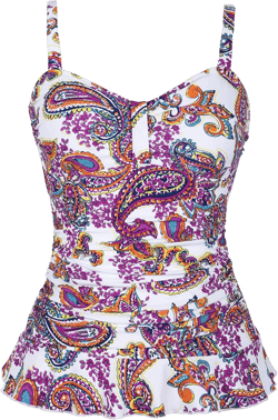Hilor Women's 50's Retro Ruched Tankini Swimsuit Top with Ruffle Hem Bathing Suit Top Tummy Control Swim Tops