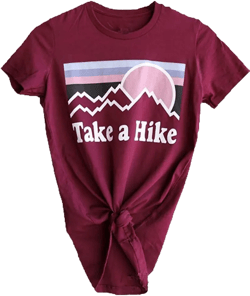 Xiaomomo Womens Take A Hike Printed Short Sleeves T-Shirt Casual Camping Hiking Graphic Tee Tops Small Wine Red