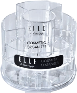 Acrylic Cosmetic Organizer-Round Makeup Brush Holder,  Clear Storage Cup Containers with 6 Compartments, Compact, Space-Saving Beauty Organizer