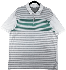 Calvin Klein White & Green Striped Stretch Cotton Polo Shirt Size XL