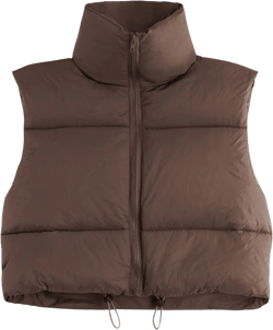 Century Star Cropped Puffer Vest Women's Outerwear Vests Puffy Sleeveless 2024 Quilted Christmas Vest Tops Jackets Coat Zip X-Large Brown