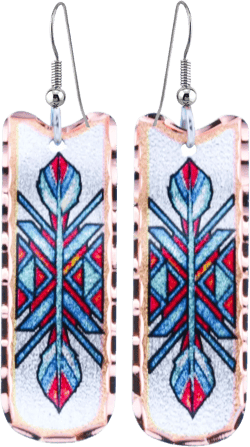 FRONT LINE JEWELRY Women's Artisan Crafted Native American Feather Earrings Feature Colorful, Dainty Abstract Art Feather Earrings Made of Pure Copper (Abstract Feather): Clothing, Shoes & Jewelry