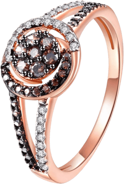 JIANGYUE Rose Gold Chocolate White and Brown Cubic Zirconia Statement Rings, Black Wedding Rings for Women Chocolate Diamond Ladies Cocktail Mothers Day Gift Size 5 6 7 8 9 10 3 Tone Plated 7