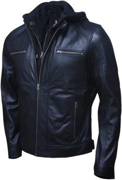 Artistry Mens Genuine Lambskin Leather Motorcycle Jacket with Removable Hood in Black Brown X-Small Black