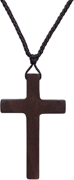Vintage Natural Walnut Wooden Cross Pendant Necklace Wood Rearview Mirror Adjustable Leather Cord for Men Women Prayer Spiritual Religious Jewelry Black