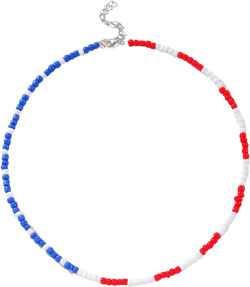 4th of July Necklace Beaded Necklace for women,Red White Blue Choker Necklace American Flag USA Necklace Independent Day Patriotic Colorful Seed Beads Necklace Holiday Jewelry