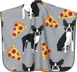 Hair Cutting Cape Large Professional Hair Salon Apron for Men Women, Lightweight Polyester Anti-Static Barber Styling Hair Dye Hair Color Capes Compatible with Grey Boston Terrier Dog Pizza