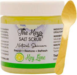 The Keys Sea Salt Body Scrub - Exfoliating With Wooden Spoon for Men, Women - Foot and Hand Scrub Made With Pure Florida Sea Salt, Organic Essential Oils & Nutrients (Key Lime, 3.4 oz) Key Lime 3.4 Fl Oz (Pack of 1)