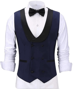 Groomsmen Double Breasted Big Lapel Suit Vest Formal Casual Tuxedo Waistcoat for Wedding Prom XS to 3XL (Color : Navy, Size : XXX-Large) 3X-Large Navy