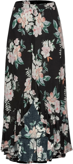 Women's Ruffled Maxi Skirt - LASCANA - Black Printed Floral 6