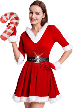 Santa Dress Women Mrs Santa Claus Costume Deluxe Velvet Sexy Santa Outfits Babydoll Chemise Christmas Dress Cosplay with Belt Medium