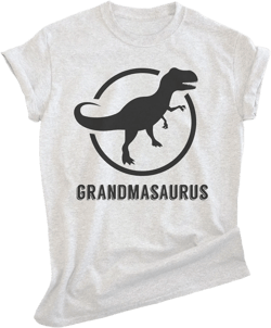 EVERTREE CLOTHING Grandmasaurus T-Shirt, Unisex Women's Shirt, Grandma Shirt, Grandmother Shirt, Dinosaur Shirt X-Large Heather Ash