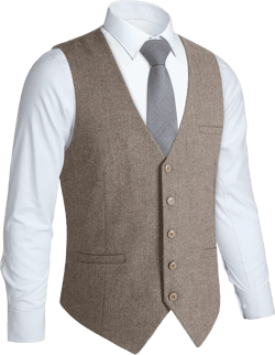 HISDERN Men's Herringbone Tweed Vest British Wedding Premium Wool Blend Suit Vest Business Formal Dress Vests Waistcoat