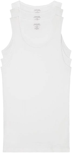 Calvin Klein Men's Cotton Classics  Rib Tanks Top -3 Pack, White, Small