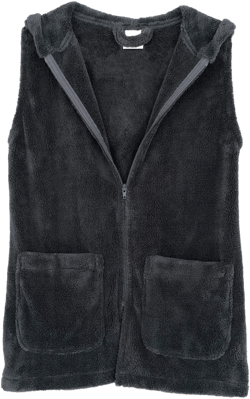 TowelSelections Women's Bed Jacket, Hooded Vest, Zip Front Cardigan Fleece Robe Small Smoked Pearl