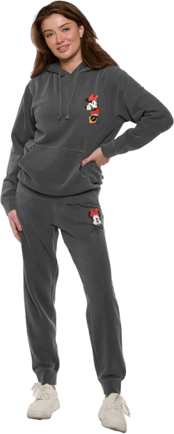 Disney Womens Mickey Minnie Mouse Hoodie Jogger Unisex Oversized Fit 2 Piece Set Large Charcoal Gray