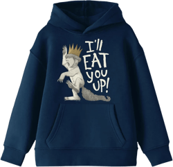 Where The Wild Things Are Max I'll Eat You Up Youth Navy Long Sleeve Hooded Sweatshirt-Small