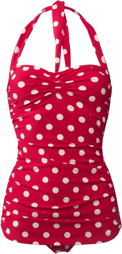 Esther Williams Women's 50s Pin Up One Piece Swimsuit-Red with White Polka dots-12