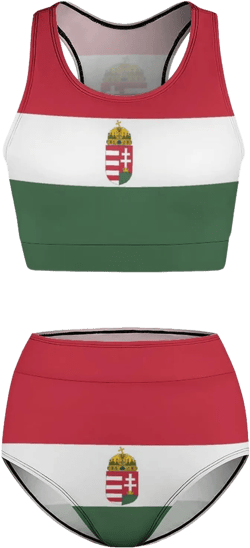 Linkasi Women's Two Piece Summer Hungarian Flag Bikini Sexy Backless Triangle One Piece Swimsuit Set Small Style-14