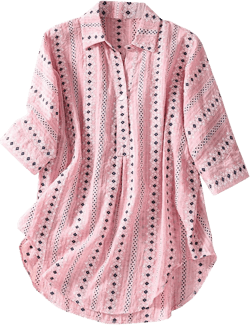 Generic Womens 3/4 Sleeve Cotton Linen Blouses Cute Floral Embroidered Shirts Summer Casual V Neck Peasant Tops Lightweight Pink-1 X-Large