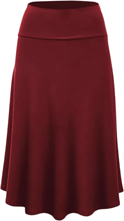 Skirts for Women's Plus Size Solid Flare Hem High Waist Midi Skirt Sexy Uniform Pleated Skirt Medium Red