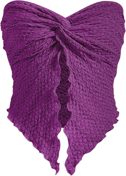 Ythomm Womens Sexy Twist Knot Tube Tops Y2k Strapless Sleeveless Texture Lettuce Trim Slit Hem Bandeau Crop Tops Party Corset Dark Purple, Medium