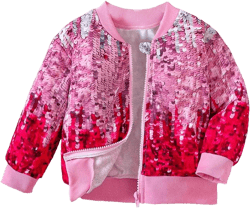 Toddler kids Baby Sequin Jacket Boys Girls Autumn Winter Long-sleeved zipper Coat Baseball Jacket Birthday Christmas clothes 6-8 Years Pink