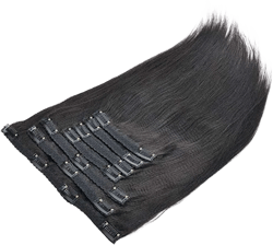 Light Yaki Straight Human Hair Clip In Hair Extensions for Black Women Brazilian Virgin Hair Coarse Yaki Clip Ins Thick Natural Italian Yaki Straight Clip On Hair Extension 7 Pcs 120g/set 16''