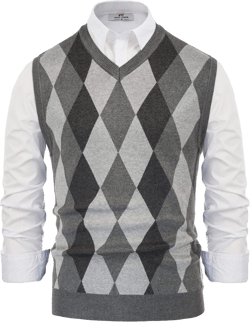 PJ PAUL JONES Mens Casual Argyle Sweater Vest V-Neck Sleeveless Pullover Knitwear Vests at Amazon Men’s Clothing store