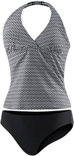 Speedo Womens Halter Top Tankini Swimsuit (8, Rio Tile Black)