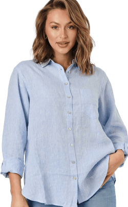 Enveloppe 100% Linen Shirt - Ciel (Style: 003)