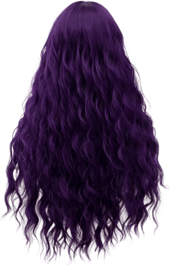 BERON Dark Purple Wigs Long Curly Wig with Side Bangs Wavy Women Purple Synthetic Wig Halloween Cosplay Party Daily Wear Wig (Dark Purple)