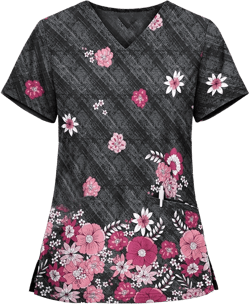 Scrub Tops for Women Short Sleeve Working Uniform with Pocket 06-brown Medium