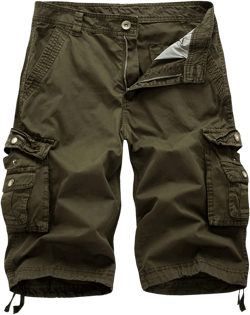 DONGD Mens Cargo Shorts Cotton Relaxed Fit Camouflage Camo Cargo Short 38 Army Green