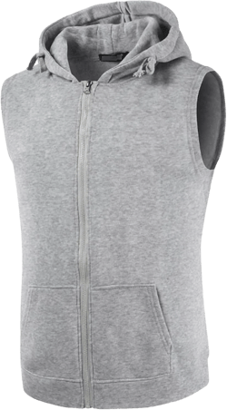 Maiyifu-GJ Zip Up Hoodie Tank Tops for Men Fleece Lined Sleeveless Hooded Shirt Casual Lightweight Warm Zipper Hoodies Vests XX-Large Light Grey