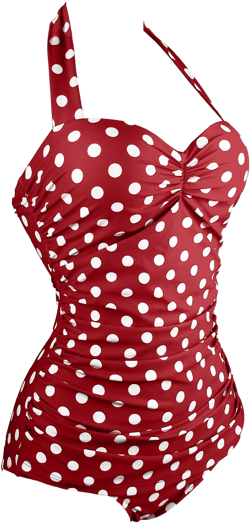 Plus Size Polka Dots Print Halter Neck One-piece Swimwear