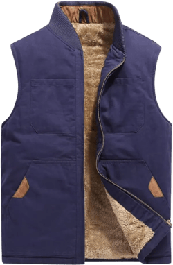 Men's Winter Warm Fleece Vest Male Multi Pockets Sleeveless Casual Lightweight Fishing Vest XX-Large Blue Plus