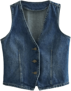 Jegsnoe Women Fashion V-Neck Denim Vest Casual Sleeveless Short Waistcoat Jackets