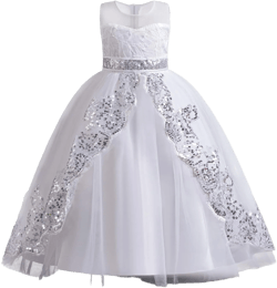 TTYAOVO Girls Pageant Princess Flower Dress Kids Prom Puffy Ball Gowns 5-6 Years 2050 White