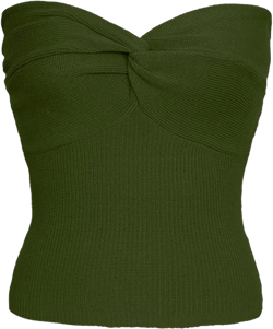 Womens Summer Tube Tops Twist Knot Front Knit Strapless Ribbed Sleeveless Corset Crop Top Going Out Blouse at Amazon Women’s Clothing store