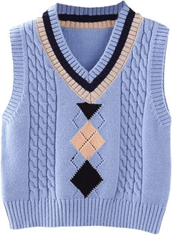 FEESHOW Little Kids Girls Casual Argyle Plaid Sweater Vest Toddler Sleeveless Thermal Warm School Uniform 9-10 Years Blue