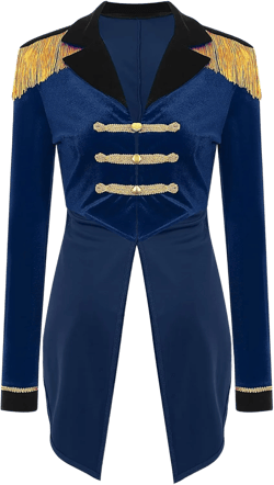 Ringmaster Costume Women Velvet Circus Show Lion Tamer Tailcoat Jacket Adult Halloween Costumes Navy Blue XX-Large