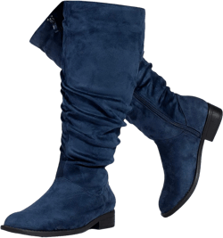 RF ROOM OF FASHION Women's WIDE CALF Slouchy Knee High Boots 7.5 Wide Navy Su (Wide Calf, Low Heel)