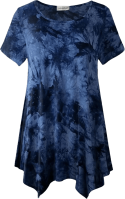 LARACE Short Sleeve Shirts for Womens Plus Size Tops Casual Summer Clothes Asymmetrical Tunic Blouses T09-darkblue 2X