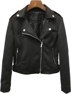JEsilunmaMY Women's Suede Leather Jacket Lapel Asymmetric Zip Cropped Motorcycle Coat Slim Fit Fall Biker Outwear with Pocket Small Black