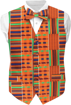 Premium Men’s Vest & Bow Tie 2PC Set - African Kente & Animal Print Vest Set