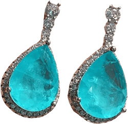 925 Sterling Silver Paraiba Earring Pendant Ring Jewelry Set Zircon For In Water Drop Shape Stone Necklace Earrings Ring Sets Women's Upscale Luxury Gift