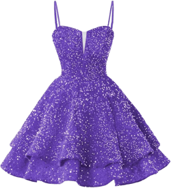 Spaghetti Strap Short Homecoming Dresses for Teens 2024 Sparkly Sequins Prom Dress Purple Size 0
